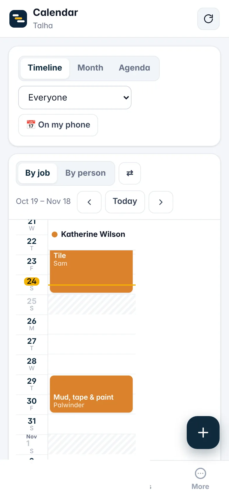 Calendar timeline