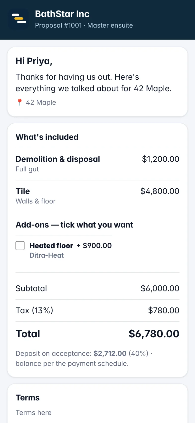 Client proposal
