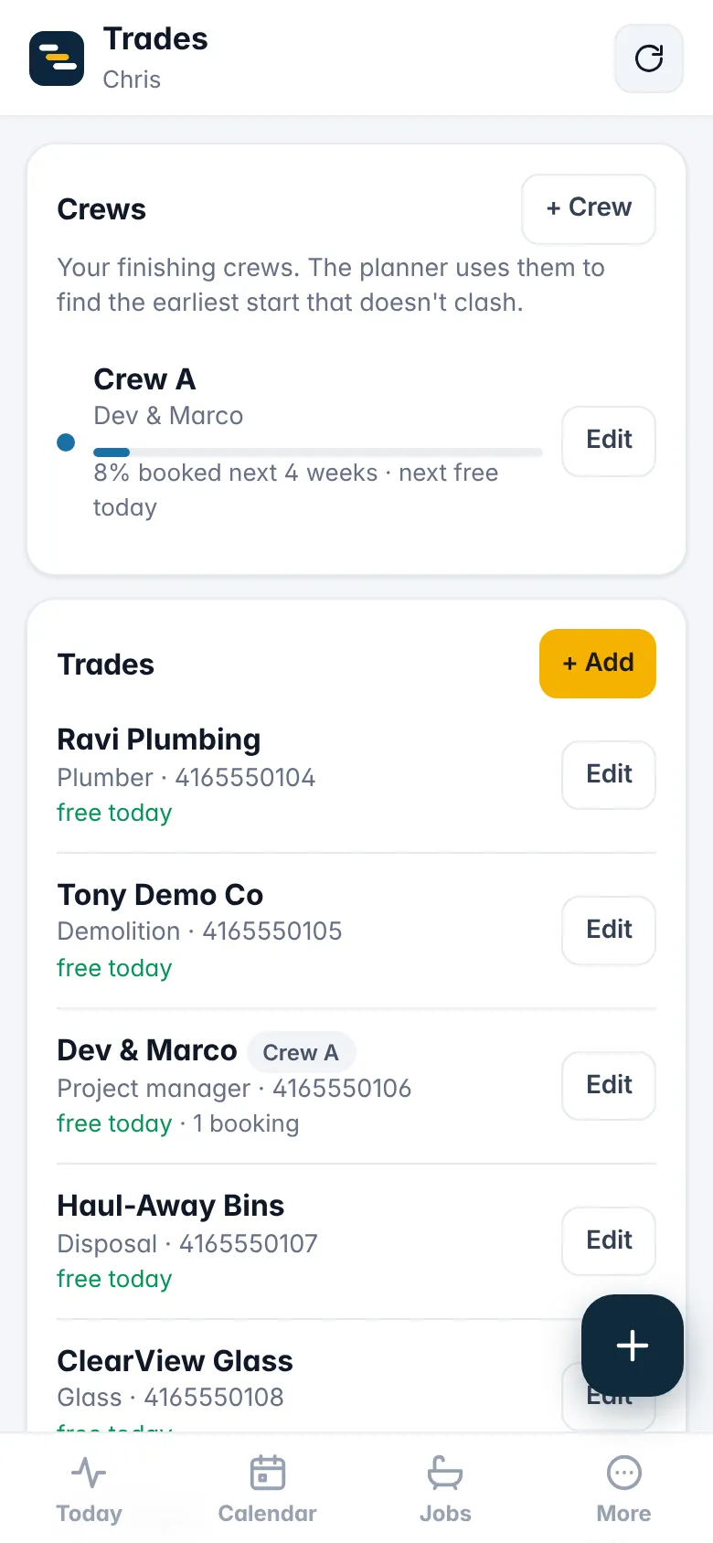Team and trades